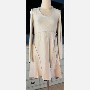 Anthropologie Maeve Cream Long Sleeve Dress